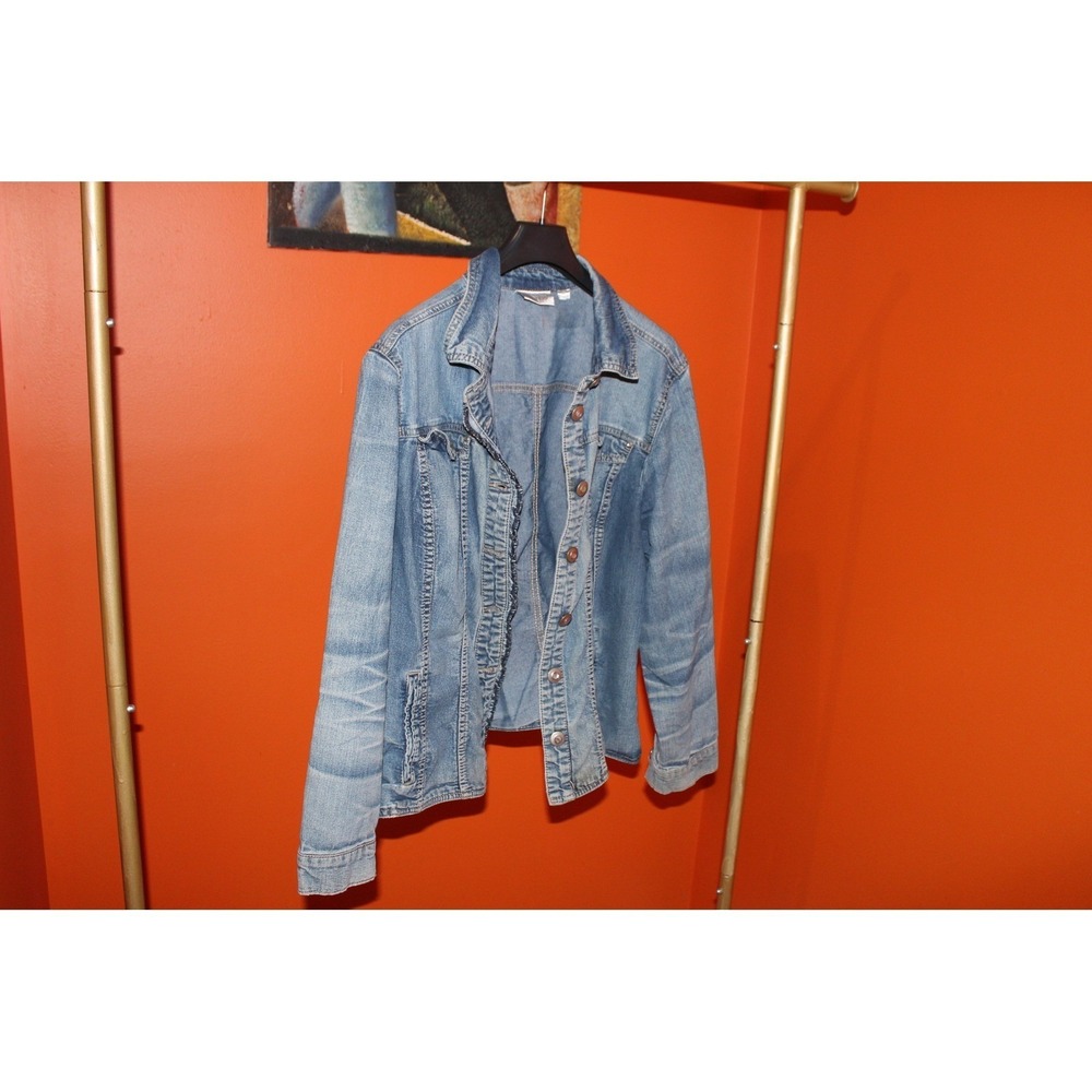 Avenue Womens Blue Denim Trucker Jacket Plus Size 18/20 Medium Wash Cotton Blend